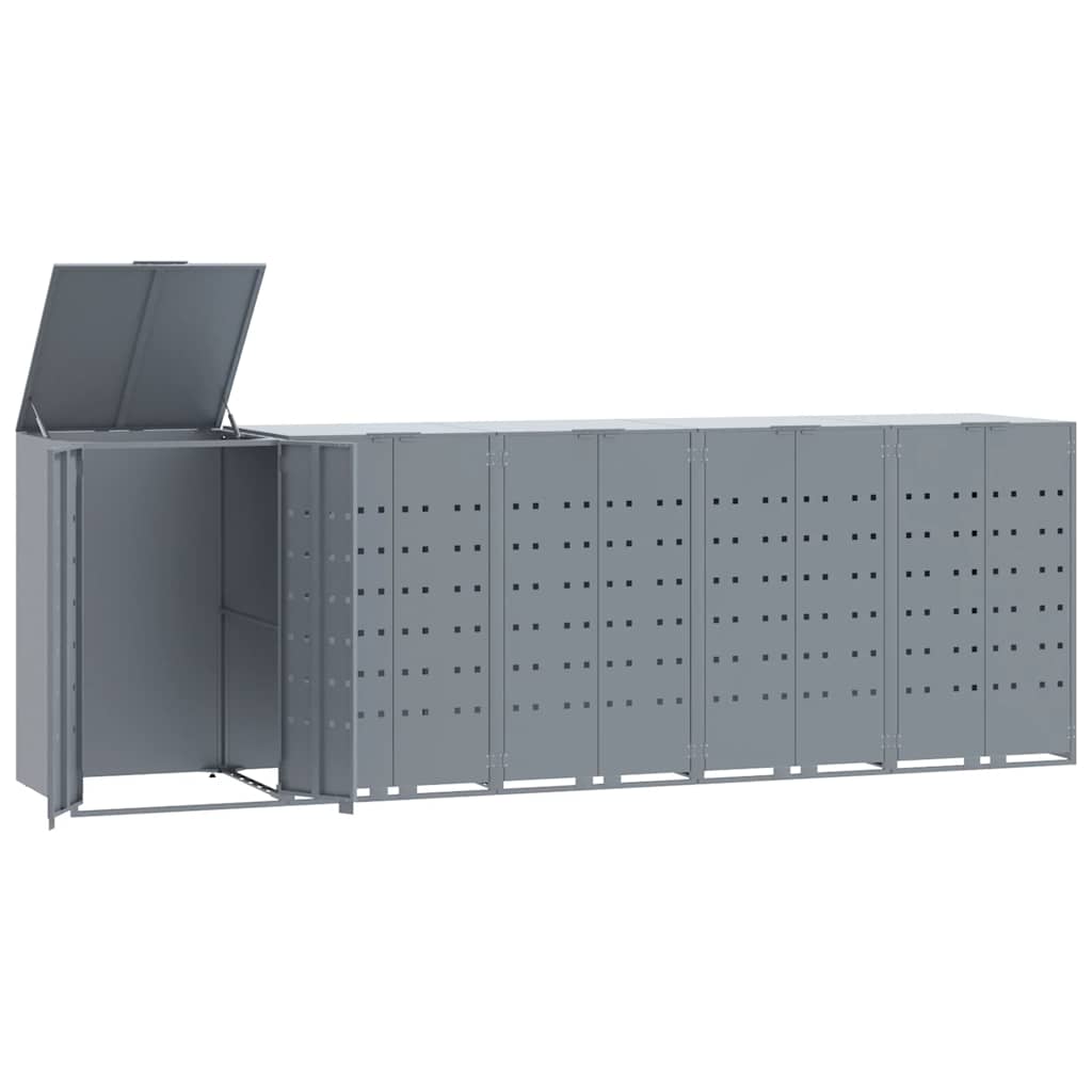 Πλαίσιο Κάδων Απορριμμάτων 5 Κάδοι Γκρι 345x79x117 εκ. Ατσάλι