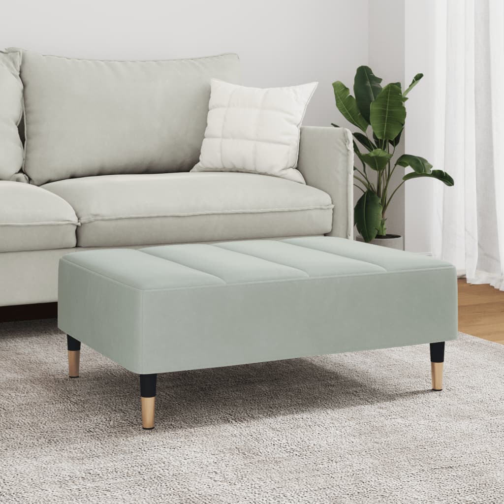 Υποπόδιο Ανοιχτό Γκρι 77x55x31 εκ. Βελούδινο