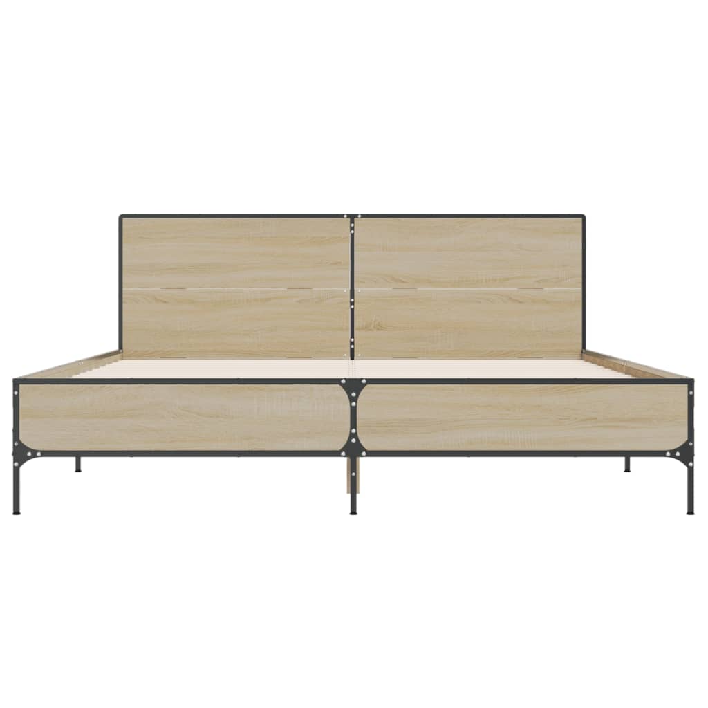 Πλαίσιο Κρεβατιού Sonoma Δρυς 140x200 εκ. Επεξ. Ξύλο & Μέταλλο