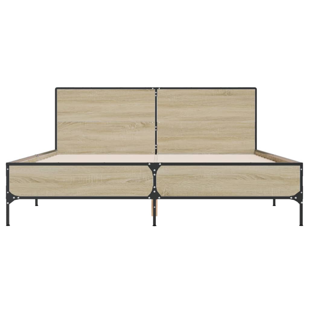 Πλαίσιο Κρεβατιού Sonoma Δρυς 150x200 εκ. Επεξ. Ξύλο & Μέταλλο