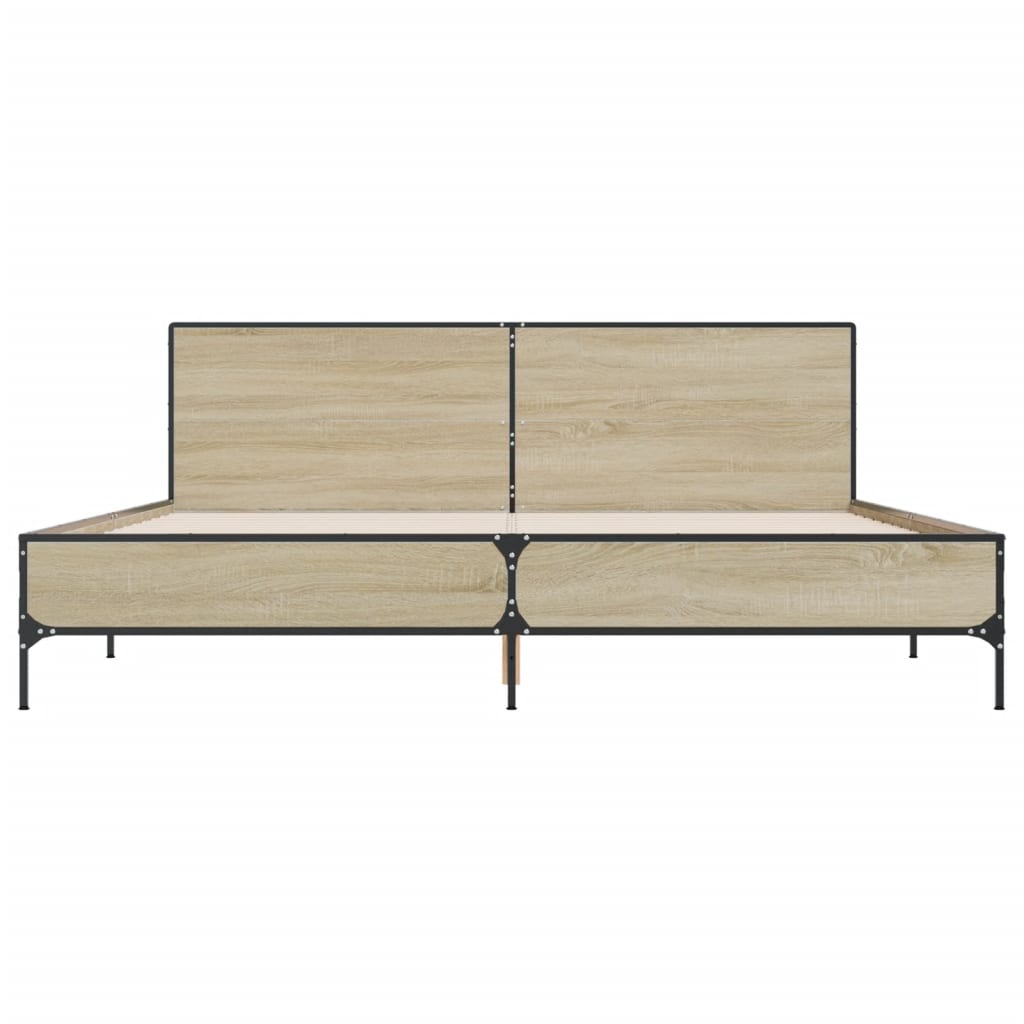 Πλαίσιο Κρεβατιού Sonoma Δρυς 180x200 εκ. Επεξ. Ξύλο & Μέταλλο