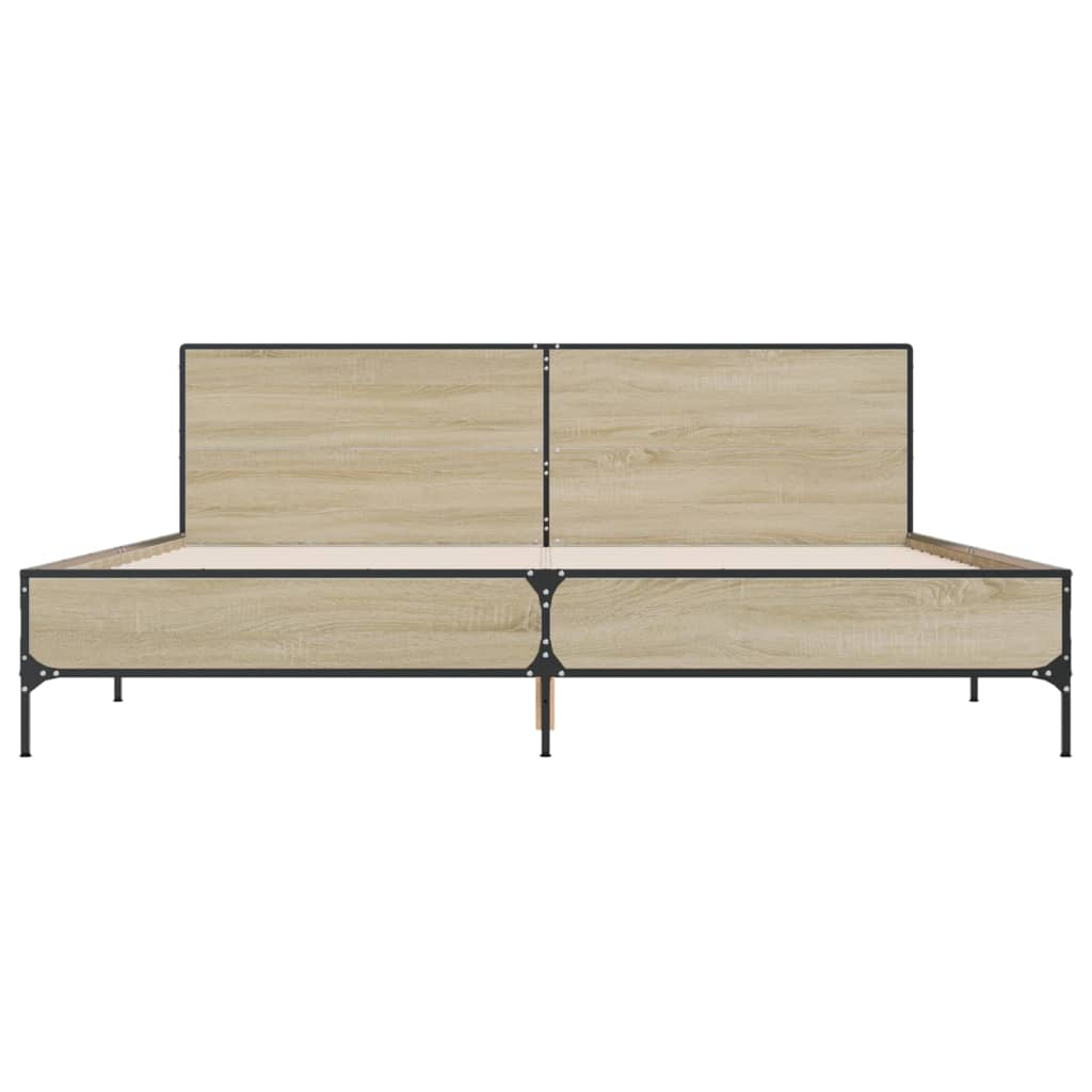 Πλαίσιο Κρεβατιού Sonoma Δρυς 200x200 εκ. Επεξ. Ξύλο & Μέταλλο