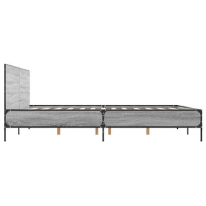 Πλαίσιο Κρεβατιού Γκρι Sonoma 135x190 εκ. Επεξ. Ξύλο & Μέταλλο