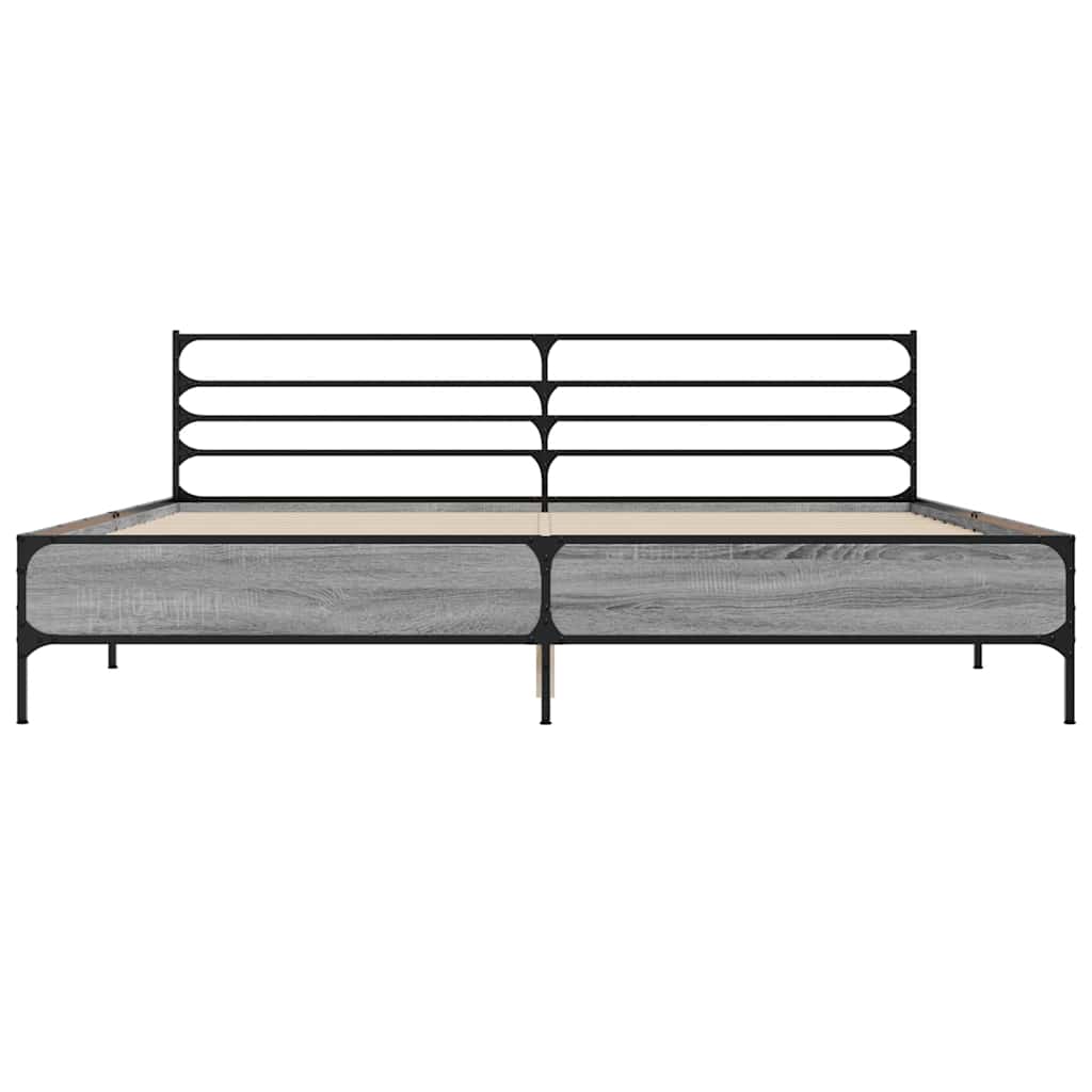 Πλαίσιο Κρεβατιού Γκρι Sonoma 180x200 εκ. Επεξ. Ξύλο & Μέταλλο