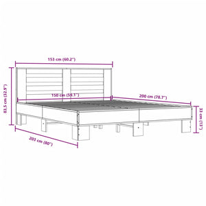 Πλαίσιο Κρεβατιού Sonoma Δρυς 150x200 εκ. Επεξ. Ξύλο & Μέταλλο