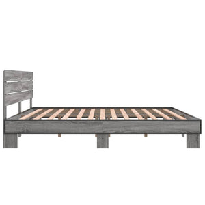 Πλαίσιο Κρεβατιού Γκρι Sonoma 200x200 εκ. Επεξ. Ξύλο & Μέταλλο