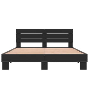 Πλαίσιο Κρεβατιού Μαύρο 160x200 εκ. Επεξ. Ξύλο & Μέταλλο