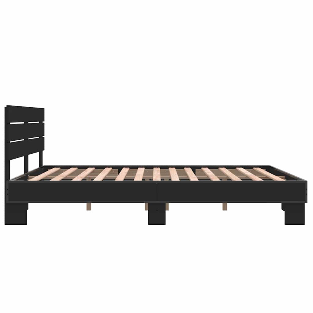Πλαίσιο Κρεβατιού Μαύρο 160x200 εκ. Επεξ. Ξύλο & Μέταλλο