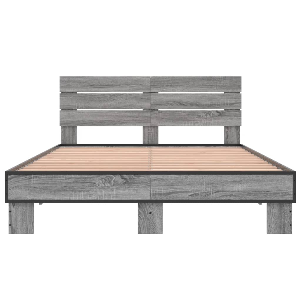 Πλαίσιο Κρεβατιού Γκρι Sonoma 120x200 εκ. Επεξ. Ξύλο & Μέταλλο