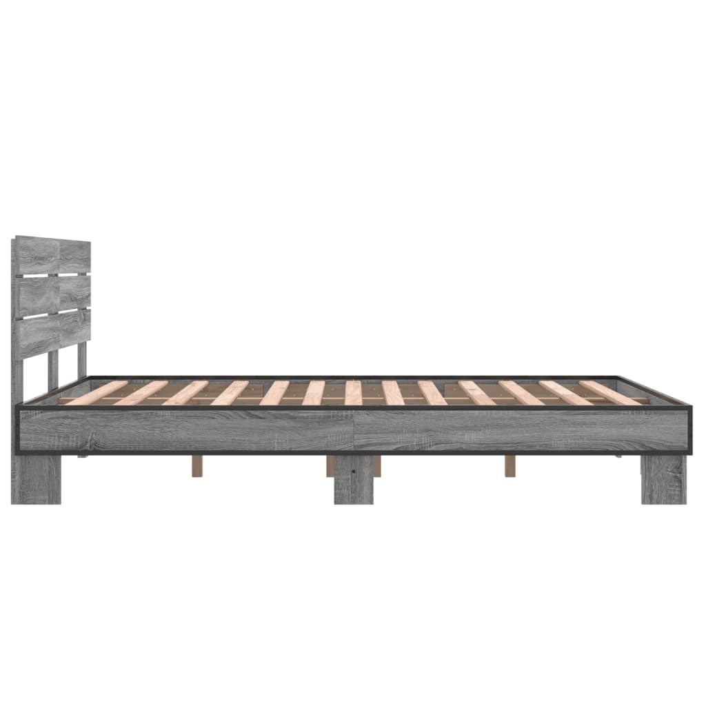 Πλαίσιο Κρεβατιού Γκρι Sonoma 120x200 εκ. Επεξ. Ξύλο & Μέταλλο