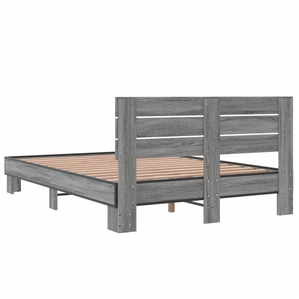 Πλαίσιο Κρεβατιού Γκρι Sonoma 120x200 εκ. Επεξ. Ξύλο & Μέταλλο