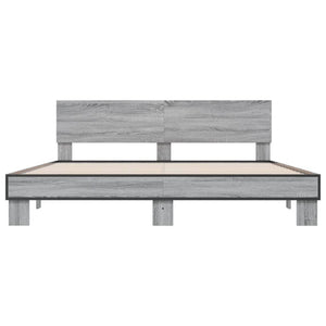 Πλαίσιο Κρεβατιού Γκρι Sonoma 200x200 εκ. Επεξ. Ξύλο & Μέταλλο