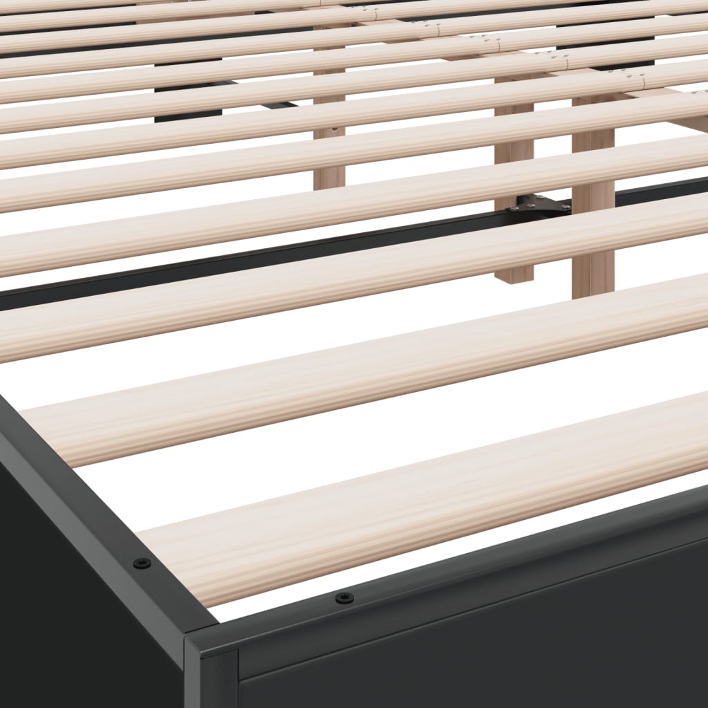 Πλαίσιο Κρεβατιού Μαύρο 180 x 200 εκ. Επεξ. Ξύλο & Μέταλλο - Pakobazaar