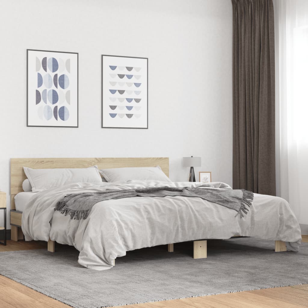 Πλαίσιο Κρεβατιού Sonoma Δρυς 180x200 εκ. Επεξ. Ξύλο & Μέταλλο