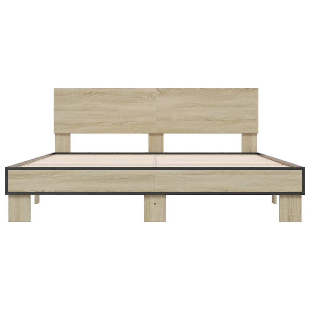 Πλαίσιο Κρεβατιού Sonoma Δρυς 150x200 εκ. Επεξ. Ξύλο & Μέταλλο
