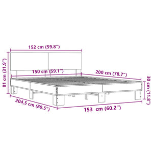 Πλαίσιο Κρεβατιού Sonoma Δρυς 150x200 εκ. Επεξ. Ξύλο & Μέταλλο