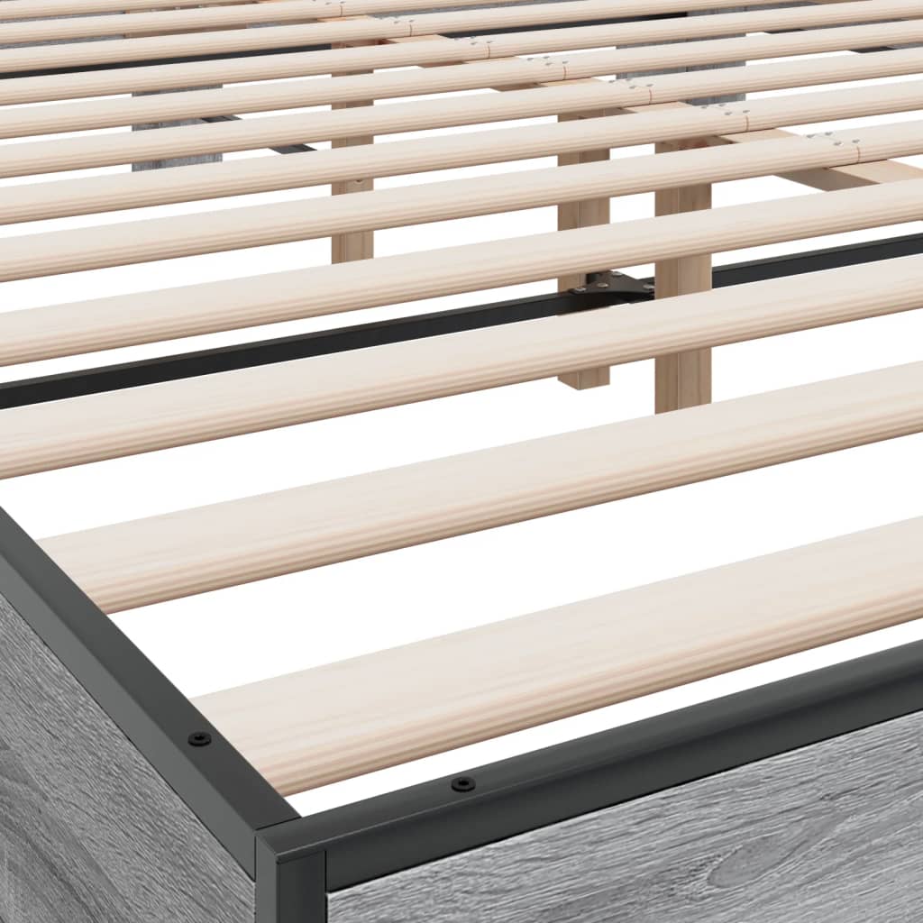 Πλαίσιο Κρεβατιού Γκρι Sonoma 150x200 εκ. Επεξ. Ξύλο & Μέταλλο