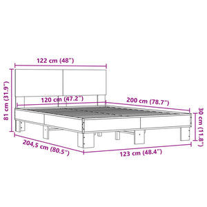 Πλαίσιο Κρεβατιού Sonoma Δρυς 120x200 εκ. Επεξ. Ξύλο & Μέταλλο