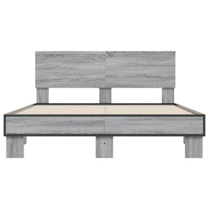 Πλαίσιο Κρεβατιού Γκρι Sonoma 135x190 εκ. Επεξ. Ξύλο & Μέταλλο