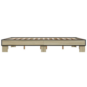 Πλαίσιο Κρεβατιού Sonoma Δρυς 150x200 εκ. Επεξ. Ξύλο & Μέταλλο