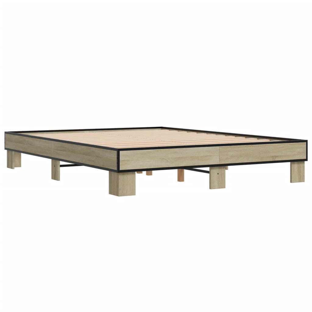 Πλαίσιο Κρεβατιού Sonoma Δρυς 150x200 εκ. Επεξ. Ξύλο & Μέταλλο
