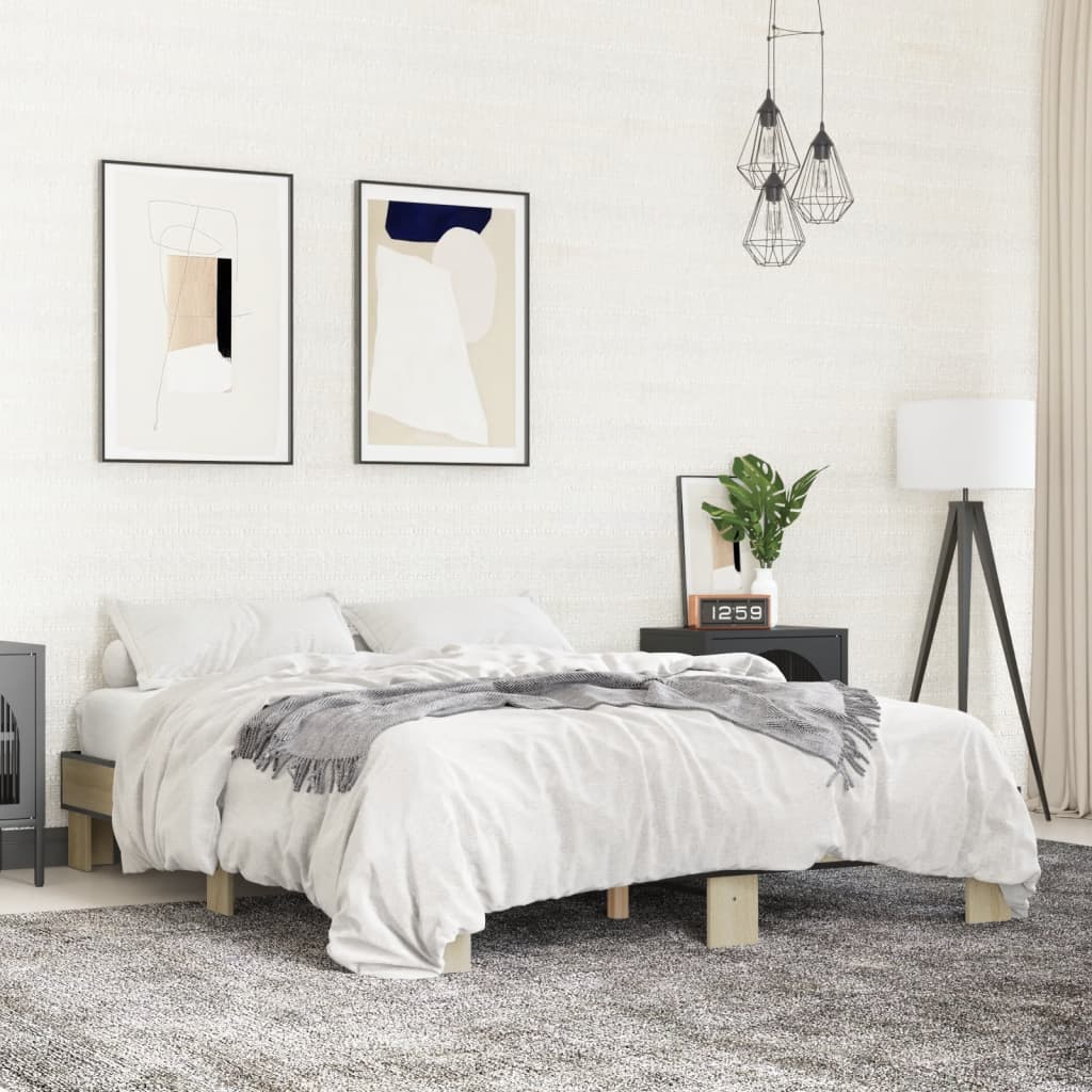 Πλαίσιο Κρεβατιού Sonoma Δρυς 150x200 εκ. Επεξ. Ξύλο & Μέταλλο