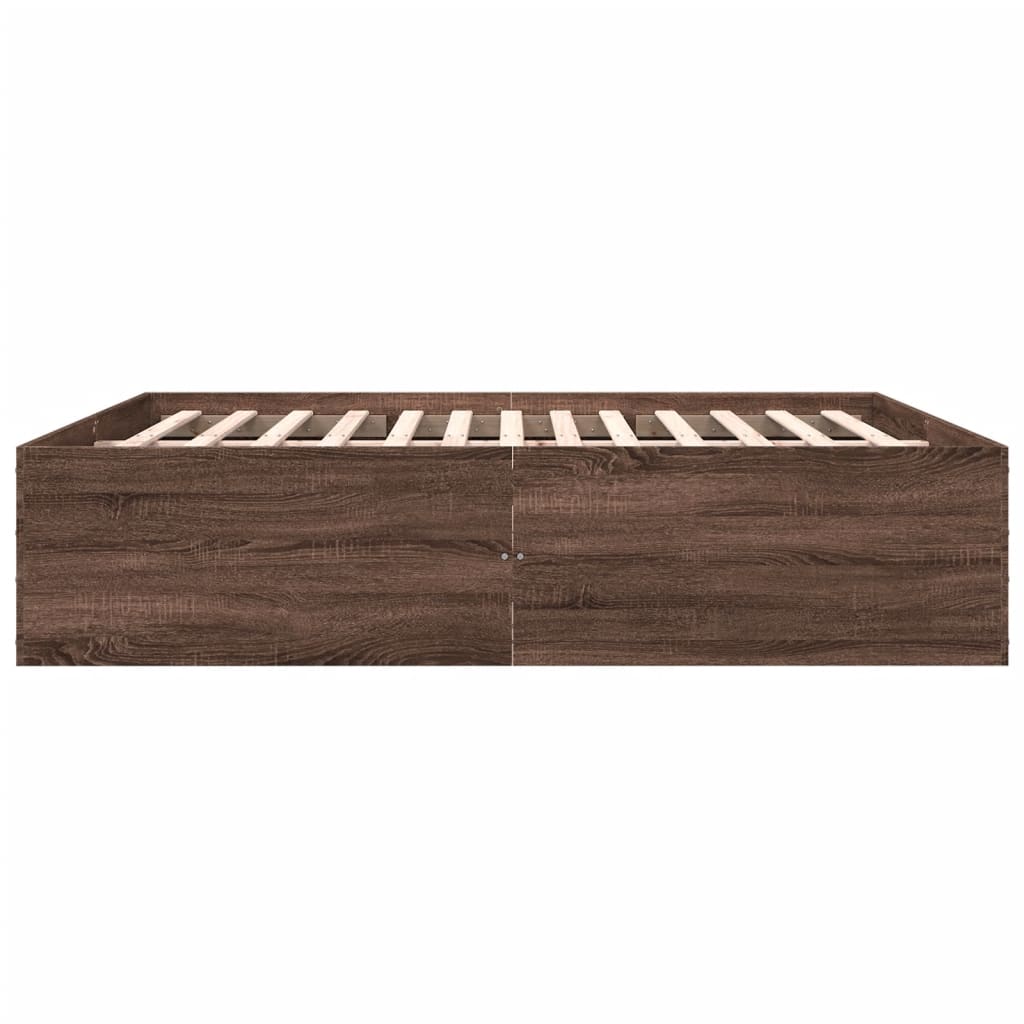 Πλαίσιο Κρεβατιού Καφέ Δρυς 200x200 εκ. Επεξεργασμένο Ξύλο - Pakobazaar