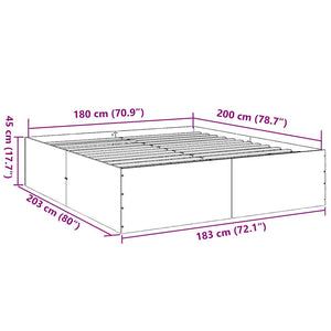 Πλαίσιο Κρεβατιού Μαύρο 180 x 200 εκ. από Επεξεργασμένο Ξύλο - Pakobazaar