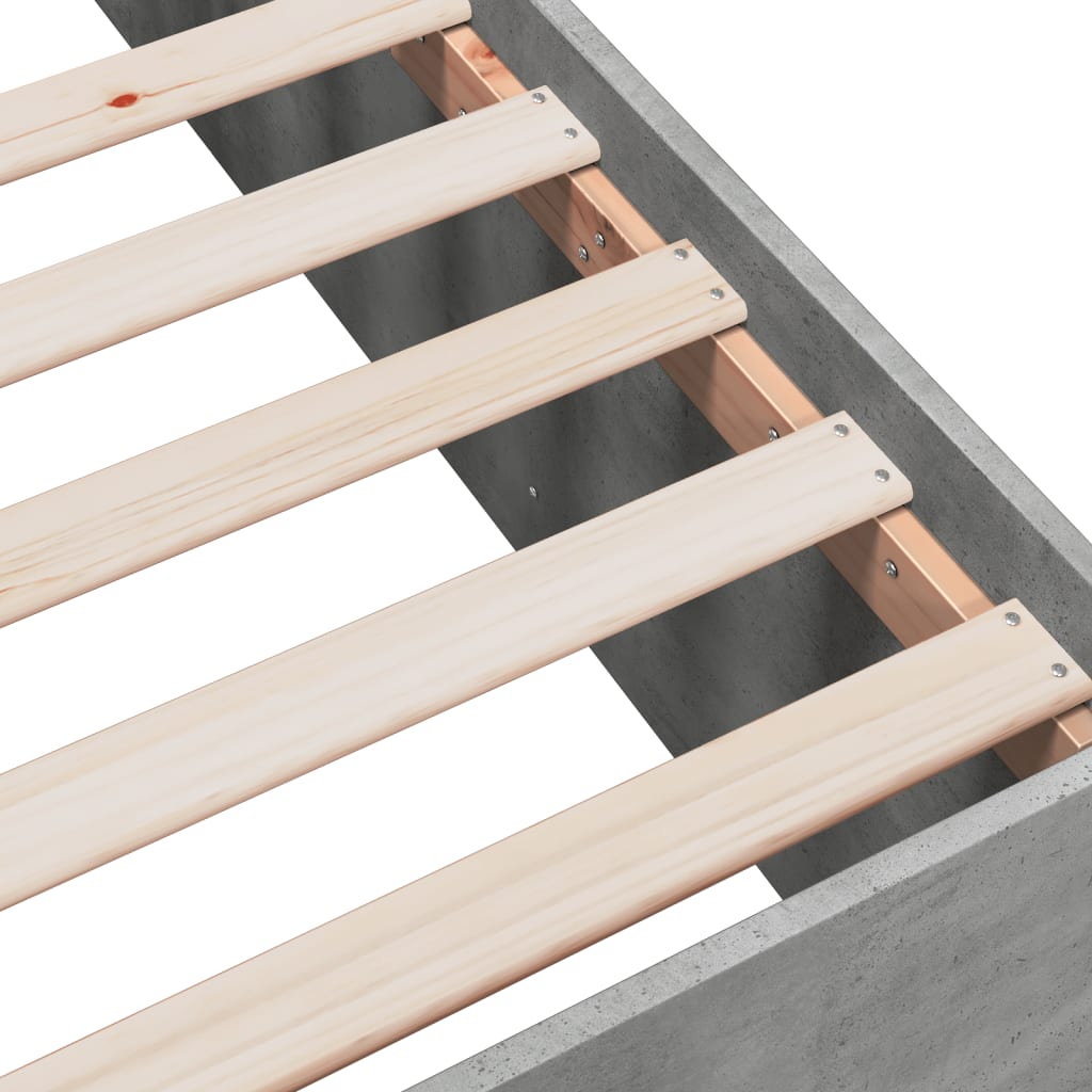 Πλαίσιο Κρεβατιού Γκρι Σκυροδέματος 135x190 εκ. Επεξεργ. Ξύλο