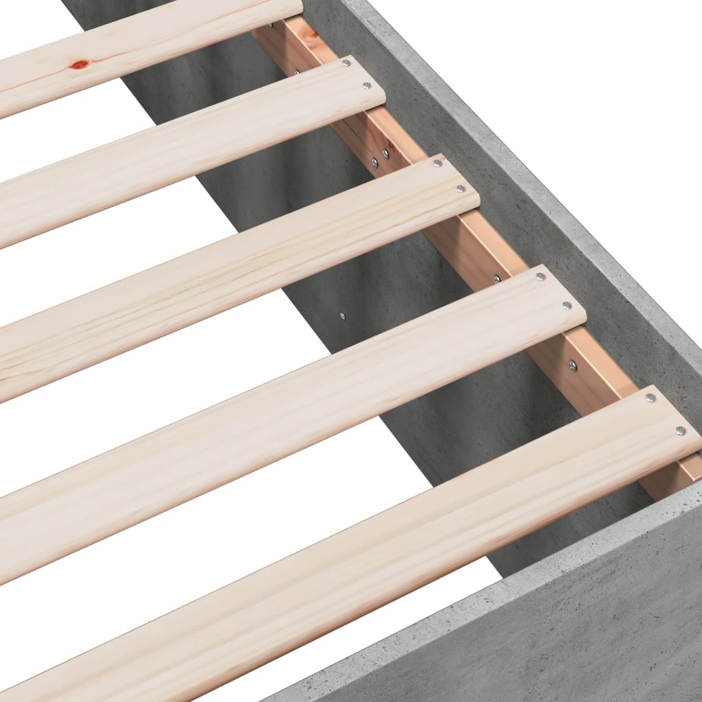 Πλαίσιο Κρεβατιού Γκρι Σκυροδέματος 120x190 εκ. Επεξεργ. Ξύλο