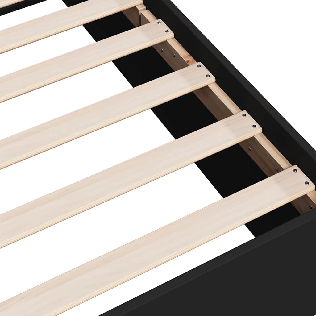 Πλαίσιο Κρεβατιού Μαύρο 200x200 εκ. Επεξεργ. Ξύλο