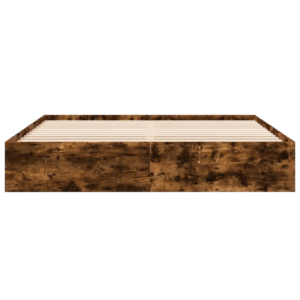 Πλαίσιο Κρεβατιού Καπνιστή Δρυς 200x200 εκ. Επεξεργασμένο Ξύλο