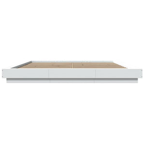 Πλαίσιο Κρεβατιού με Φώτα LED Λευκό 200x200 εκ. Επεξ. Ξύλο
