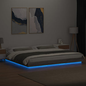 Πλαίσιο Κρεβατιού με Φώτα LED Γκρι sonoma 200x200εκ. Επεξ. Ξύλο