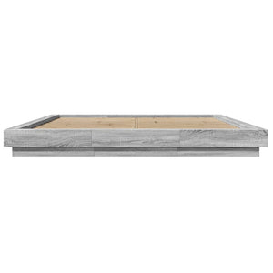 Πλαίσιο Κρεβατιού με Φώτα LED Γκρι sonoma 200x200εκ. Επεξ. Ξύλο