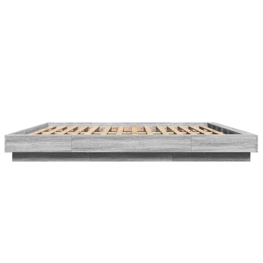 Πλαίσιο Κρεβατιού με Φώτα LED Γκρι sonoma 200x200εκ. Επεξ. Ξύλο