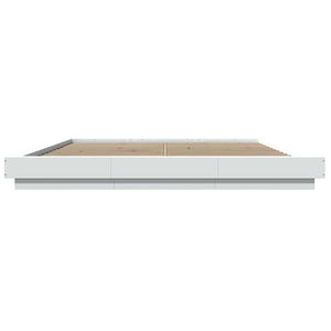 Πλαίσιο Κρεβατιού με Φώτα LED Λευκό 180x200 εκ. Επεξ. Ξύλο