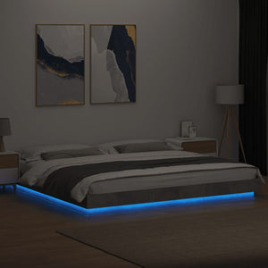 Πλαίσιο Κρεβατιού με LED Γκρι Σκυρ. 180x200 εκ. Επεξ. Ξύλο