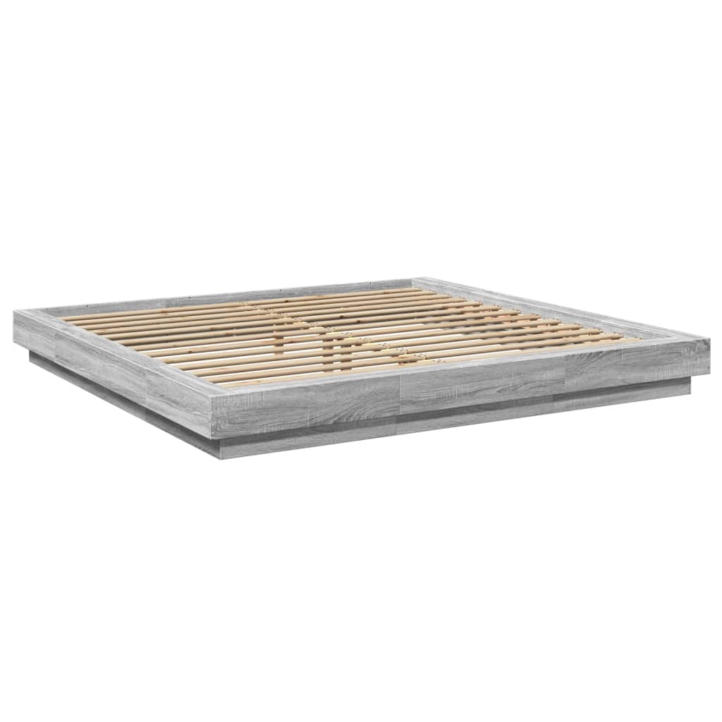 Πλαίσιο Κρεβατιού με LED Γκρι sonoma 180x200εκ. Επεξ. Ξύλο