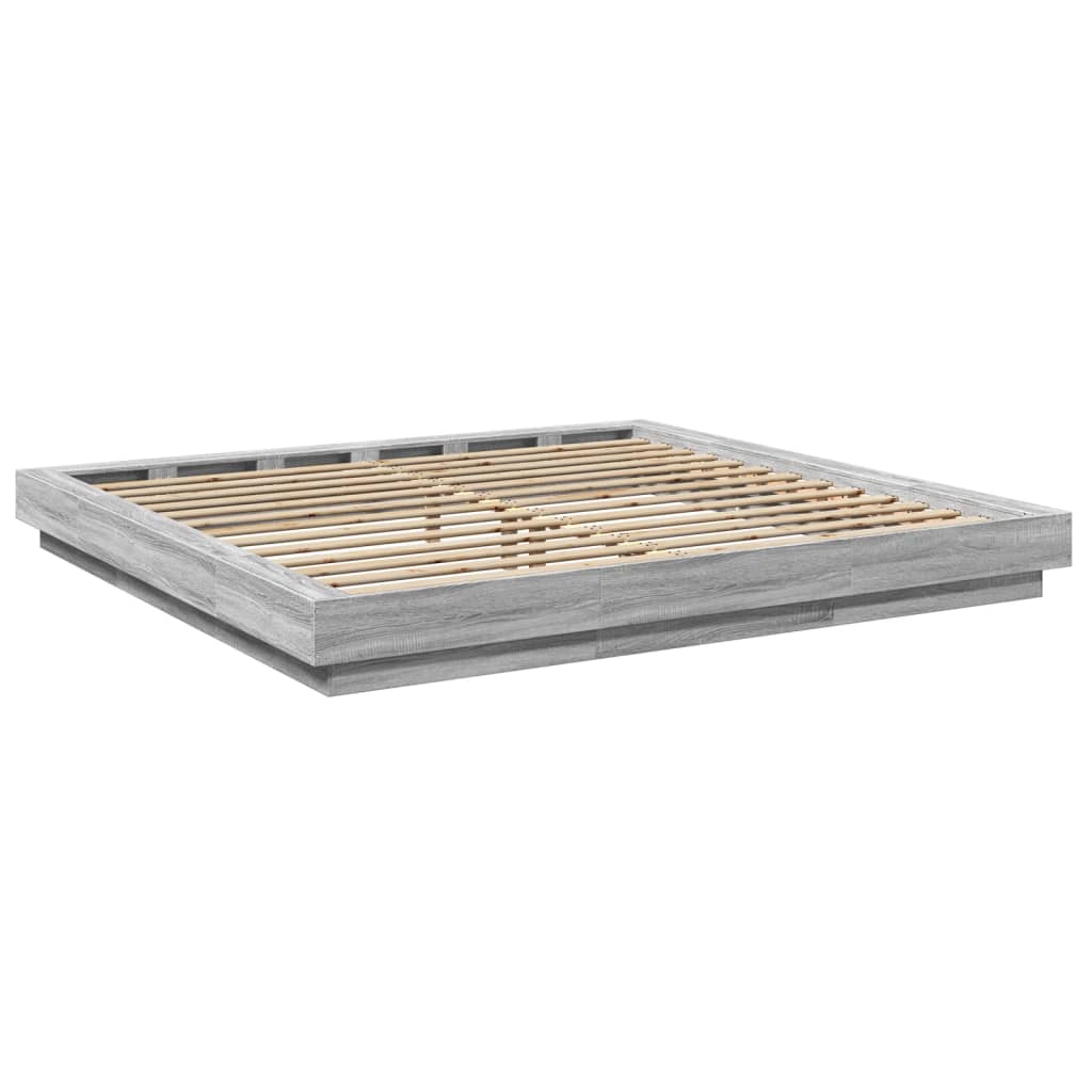 Πλαίσιο Κρεβατιού με LED Γκρι sonoma 180x200εκ. Επεξ. Ξύλο