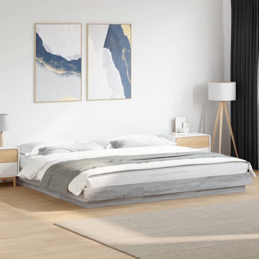 Πλαίσιο Κρεβατιού με LED Γκρι sonoma 180x200εκ. Επεξ. Ξύλο