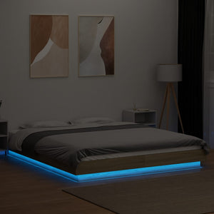Πλαίσιο Κρεβατιού με LED Sonoma Δρυς 160x200εκ. Επεξ. Ξύλο