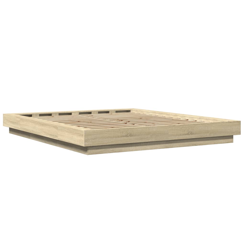 Πλαίσιο Κρεβατιού με LED Sonoma Δρυς 160x200εκ. Επεξ. Ξύλο