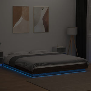 Πλαίσιο Κρεβατιού με LED Καφέ δρυς 160x200 εκ. Επεξ. Ξύλο