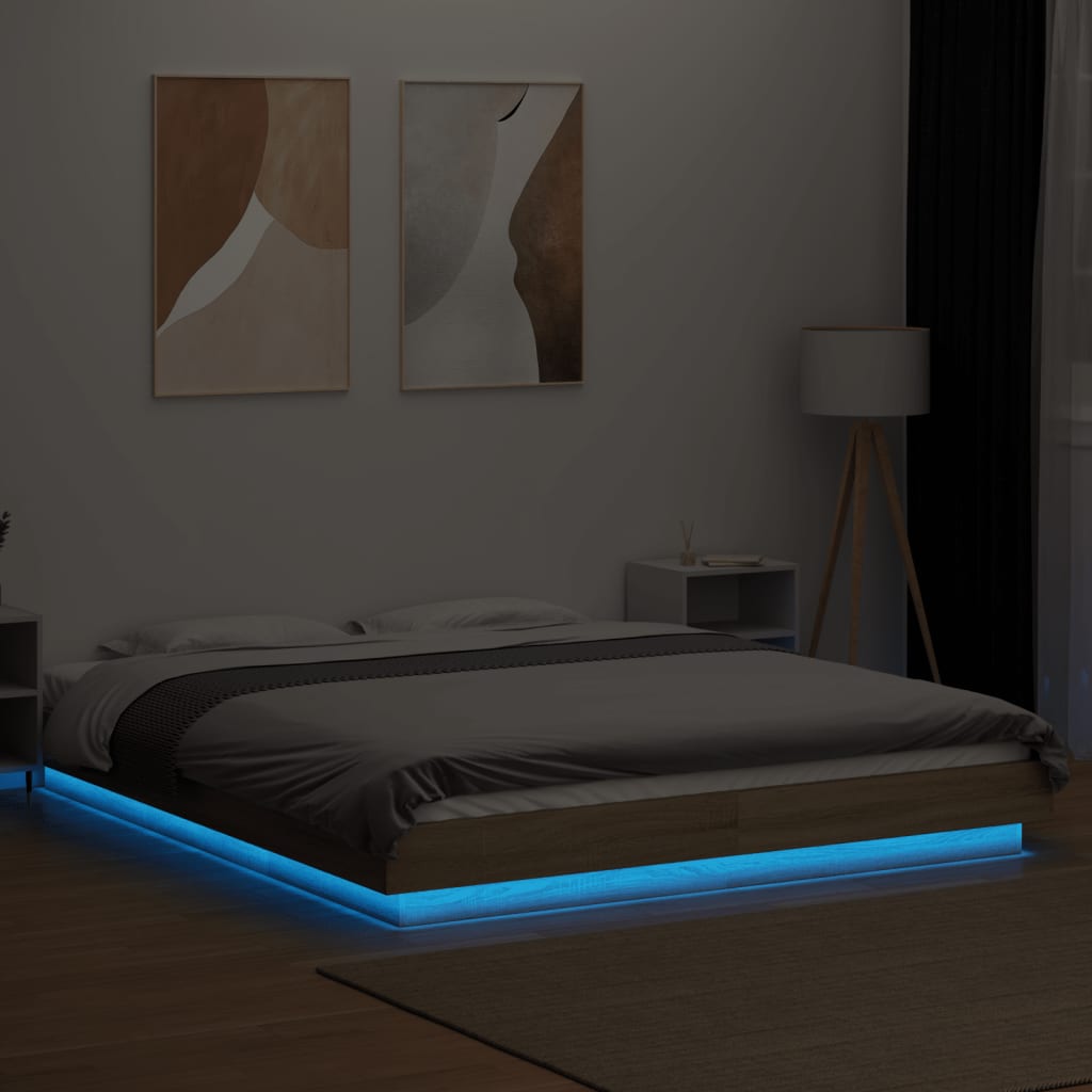 Πλαίσιο Κρεβατιού με LED Sonoma Δρυς 150x200εκ. Επεξ. Ξύλο
