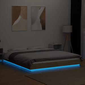 Πλαίσιο Κρεβατιού με LED Sonoma Δρυς 150x200εκ. Επεξ. Ξύλο