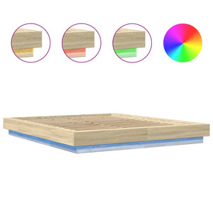 Πλαίσιο Κρεβατιού με LED Sonoma Δρυς 150x200εκ. Επεξ. Ξύλο