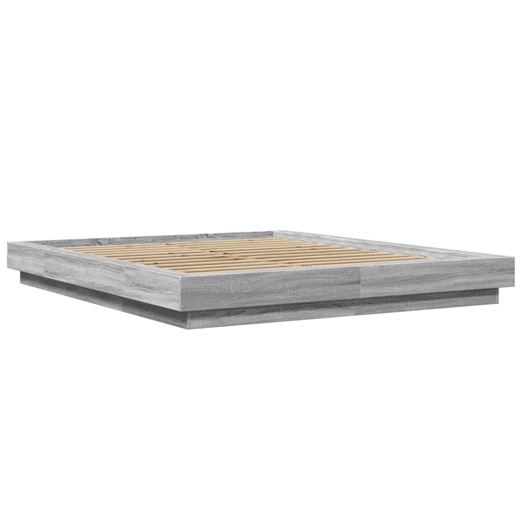 Πλαίσιο Κρεβατιού με LED Γκρι Sonoma 150x200εκ. Επεξ. Ξύλο
