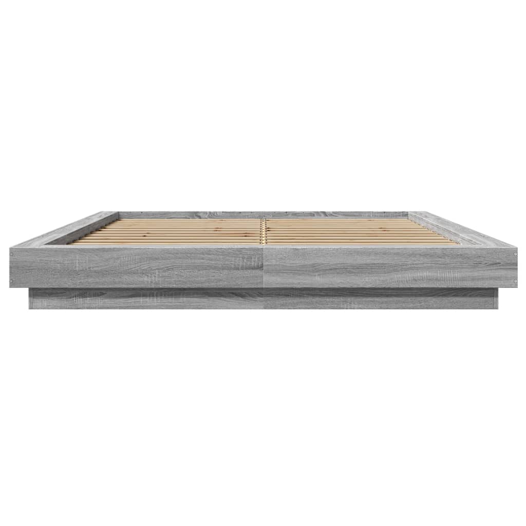 Πλαίσιο Κρεβατιού με LED Γκρι Sonoma 150x200εκ. Επεξ. Ξύλο