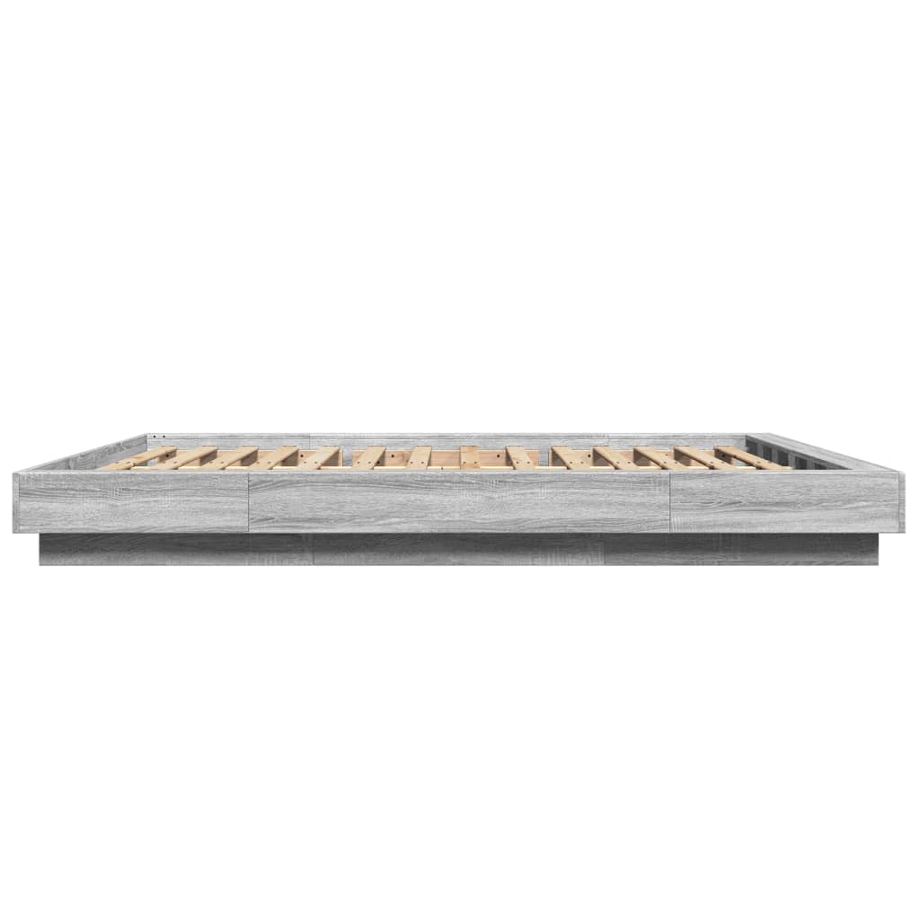 Πλαίσιο Κρεβατιού με LED Γκρι Sonoma 150x200εκ. Επεξ. Ξύλο